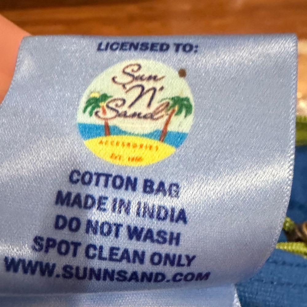 Sun N Sand Paul Brent Beach Tote Bag Beaded Flip Flops Canvas Shoulder Bag Blue - Picture 6 of 8